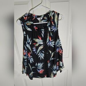 CJ Banks Womens Black Floral Tank Top Blouse 1X